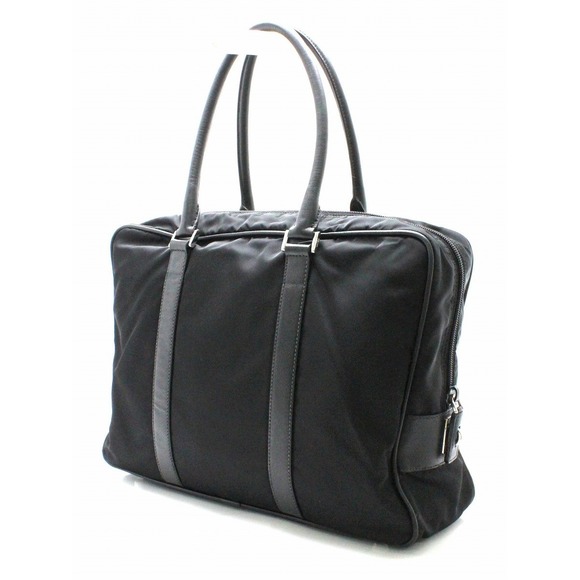 Prada Black Leather Bag Business Nylon - Picture 1 of 9
